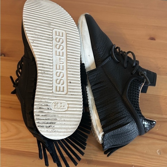 Esseutesse Black Fringe Sneakers Size 37 - Picture 6 of 9
